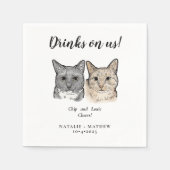 Schattige 2 Cats Cheers Drinken op Amerikaanse bru Servet (Voorkant)