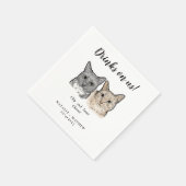 Schattige 2 Cats Cheers Drinken op Amerikaanse bru Servet (Hoek)