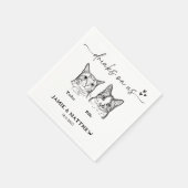 Schattige 2 Cats Sketch Drinken op Amerikaanse coc Servet (Hoek)