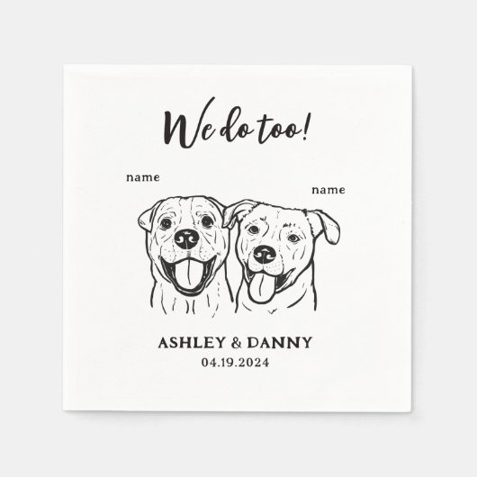 Schattige 2 Dogs Pet We Do Too Cocktail Wedding Servet (Voorkant)