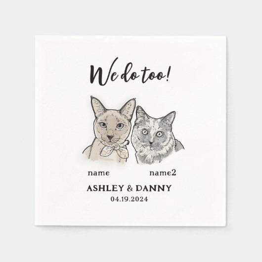 Schattige 2 katten gezicht huisdier doen we te coc servet (Voorkant)