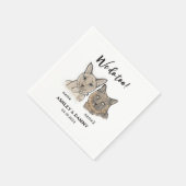 Schattige 2 katten gezicht huisdier doen we te coc servet (Hoek)