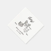 Schattige 2 Katten Hond Huisdier Juichen Trouwen Servet (Hoek)