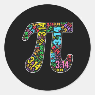 Schattige 3.14 pi Happy pi dag Wiskunde docent voo Ronde Sticker
