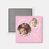 Schattige 3-foto "Beste moeder ooit" Roze, Wit Har Magneet (Voorkant / Achterkant)
