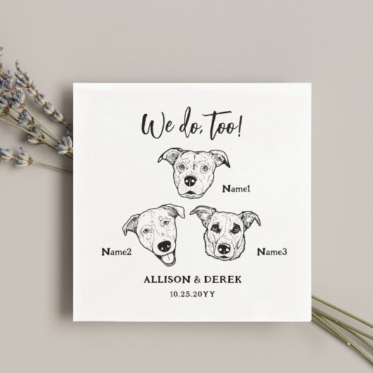 Schattige 3 honden huisdier doen we ook bruiloft servet