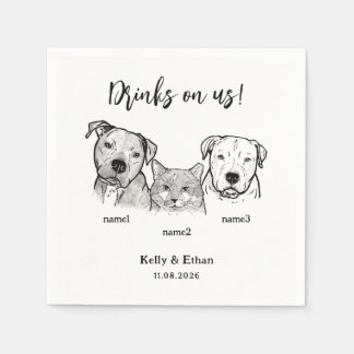 Schattige 3 huisdieren Drinken op ons Hond Kat Bru Servet