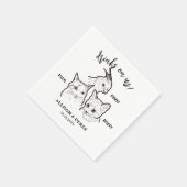 Schattige 3 huiskat gezichten Drinken op ons huwel Servet (Hoek)