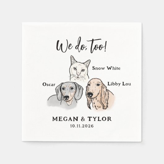 Schattige 3 Pet We Do Too Dog Cat Wedding Servet (Voorkant)