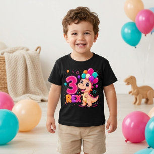 Schattige 3 Rex Dinosaur 3e Verjaardag Kleurrijke  T-shirt