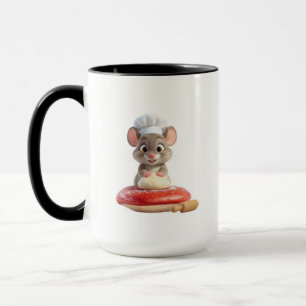 Schattige 3D-animatie bakker muis paddestoel cotta Mok