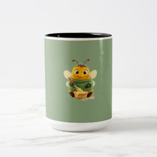 Schattige 3D-animatie hommel bakker Cottagecore Tw Tweekleurige Koffiemok