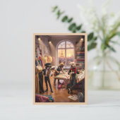 Schattige 3D antropomorfe Franse Bulldog Briefkaart (Staand voorkant)