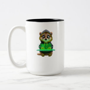 Schattige 3D-cartoon-hacker-meerkat cyberpunk-twee Tweekleurige Koffiemok