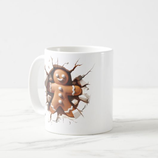 Schattige 3D Gingerbread Man Kerstmis Koffiemok (Voorkant links)