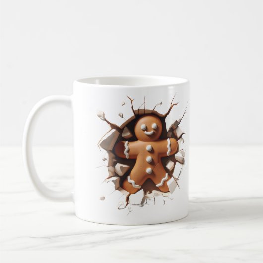Schattige 3D Gingerbread Man Kerstmis Koffiemok (Links)