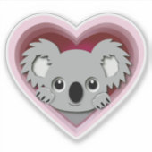 Schattige 3d Hart Koala Beer Liefde Sticker (Voorkant)