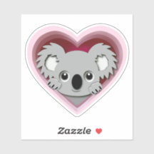 Schattige 3d Hart Koala Beer Liefde Sticker