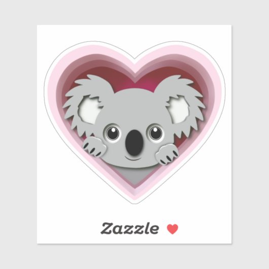 Schattige 3d Hart Koala Beer Liefde Sticker (Vel)