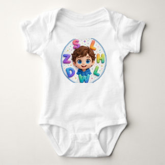 Schattige 3D jongen kleurrijke alfabet letters bab Romper