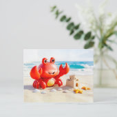 Schattige 3D Kanker Zodiac Krab Briefkaart (Staand voorkant)