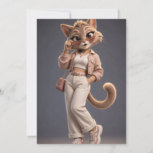 Schattige 3D Kat Kaart (Voorkant)