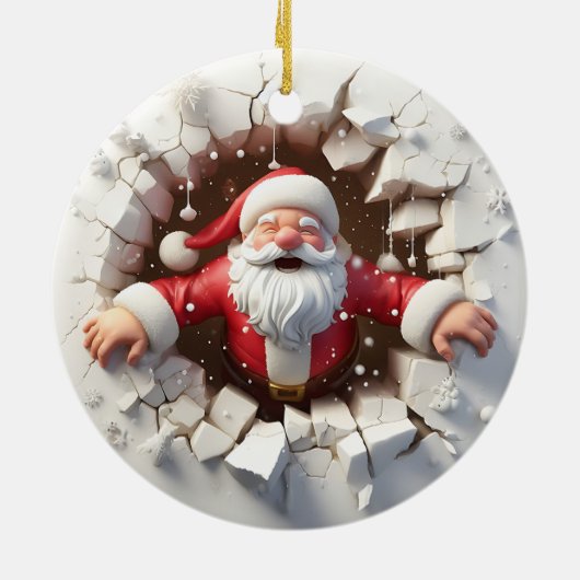Schattige 3d Kerstman Keramisch Ornament (Achterkant)