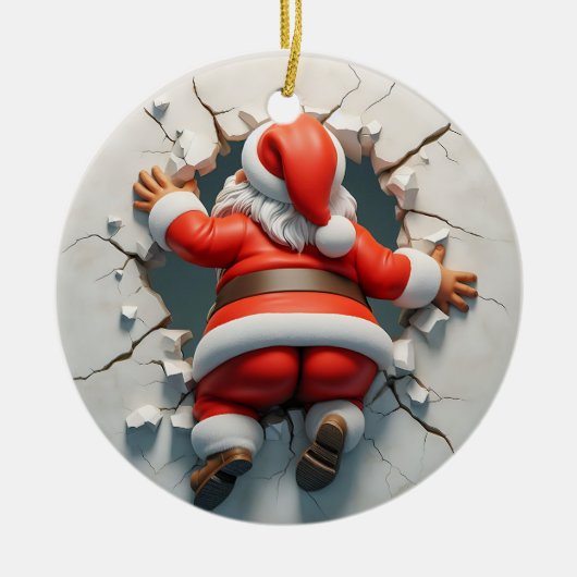 Schattige 3d Kerstman Keramisch Ornament (Voorkant)