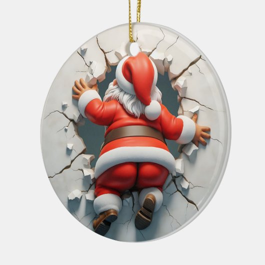 Schattige 3d Kerstman Keramisch Ornament (Links)