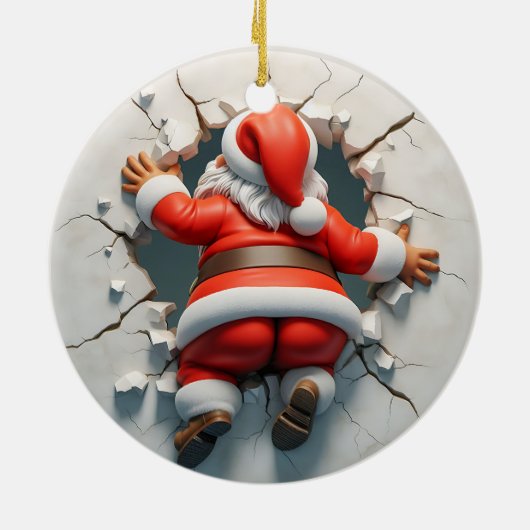 Schattige 3d Kerstman Keramisch Ornament (Achterkant)