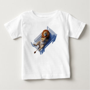 Schattige 3D-leeuw die slaapt in bed met teddybeer
