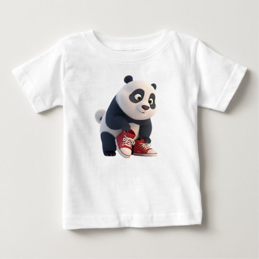 Schattige 3D panda welp in rode sneakers (Voorkant)