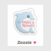 Schattige 3D Pastel Blauwe Dolfijn "Maak een Plons Sticker (Vel)