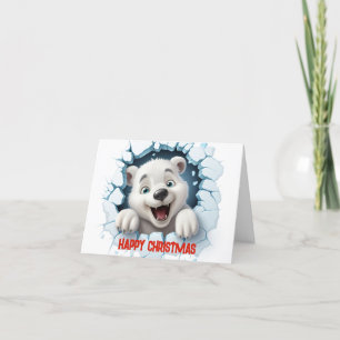 Schattige 3D Polar Beer Happy Christmas Feestdagen Kaart