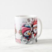 Schattige 3D Santa en Snowman Design voor 2023 Koffiemok (Voorkant rechts)
