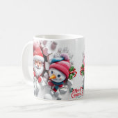 Schattige 3D Santa en Snowman Design voor 2023 Koffiemok (Voorkant links)