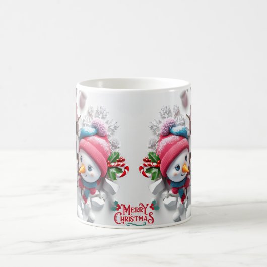 Schattige 3D Santa en Snowman Design voor 2023 Koffiemok (Center)