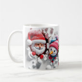Schattige 3D Santa en Snowman Design voor 2023 Koffiemok (Links)