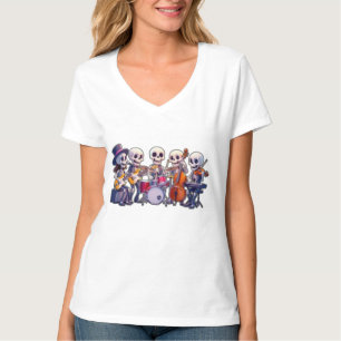 Schattige 3D Skelet Muziekband – Aardige Cartoon S T-shirt