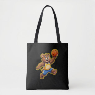 Schattige 3D-teddybeer speelt basketbal – Schattig Tote Bag