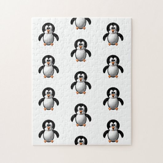 Schattige 3D-Uitzicht Parmantige Pinguïn Legpuzzel (Verticaal)