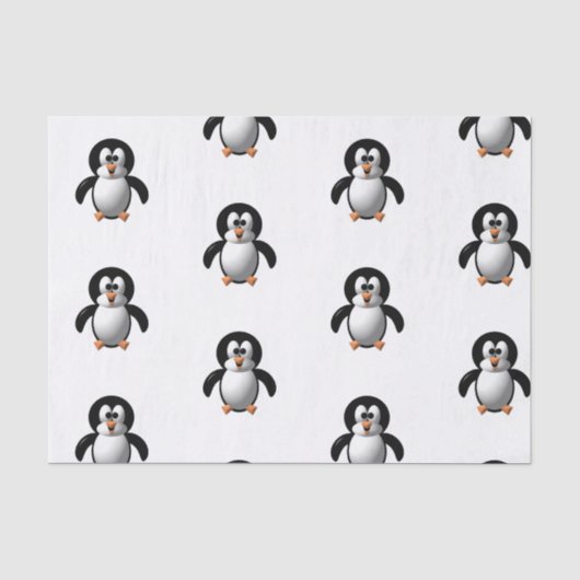 Schattige 3D-Uitzicht Parmantige Pinguïn Tissuepapier (Voorkant)