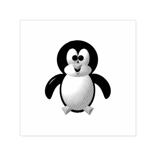 Schattige 3D-Uitzicht Perky Pinguïn Zelfinktende Stempel (Design)
