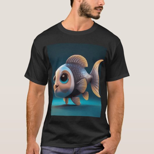 Schattige 3D-vispret T-shirt (Voorkant)