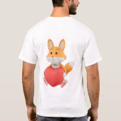 Schattige 3D-vos met rood hart. T-shirt (Achterkant)