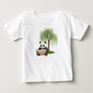 Schattige 3D-waterverfpanda die boek leest