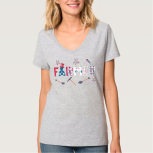 Schattige 4 juli boer Amerikaanse vlag familie T-shirt