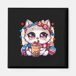 Schattige 4 juli Cat Shirt Girls Kawaii Anime Boby Magneet