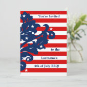 Schattige 4 juli damast feest kaart (Staand voorkant)