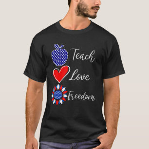 Schattige 4 juli leraar rood wit en blauw t-shirt